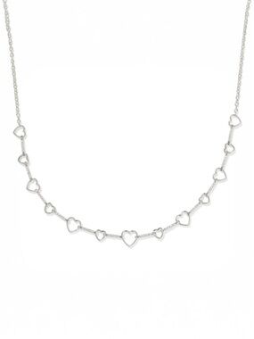 Kendra Scott Haisley Heart Silver Strand Necklace in white Crystal